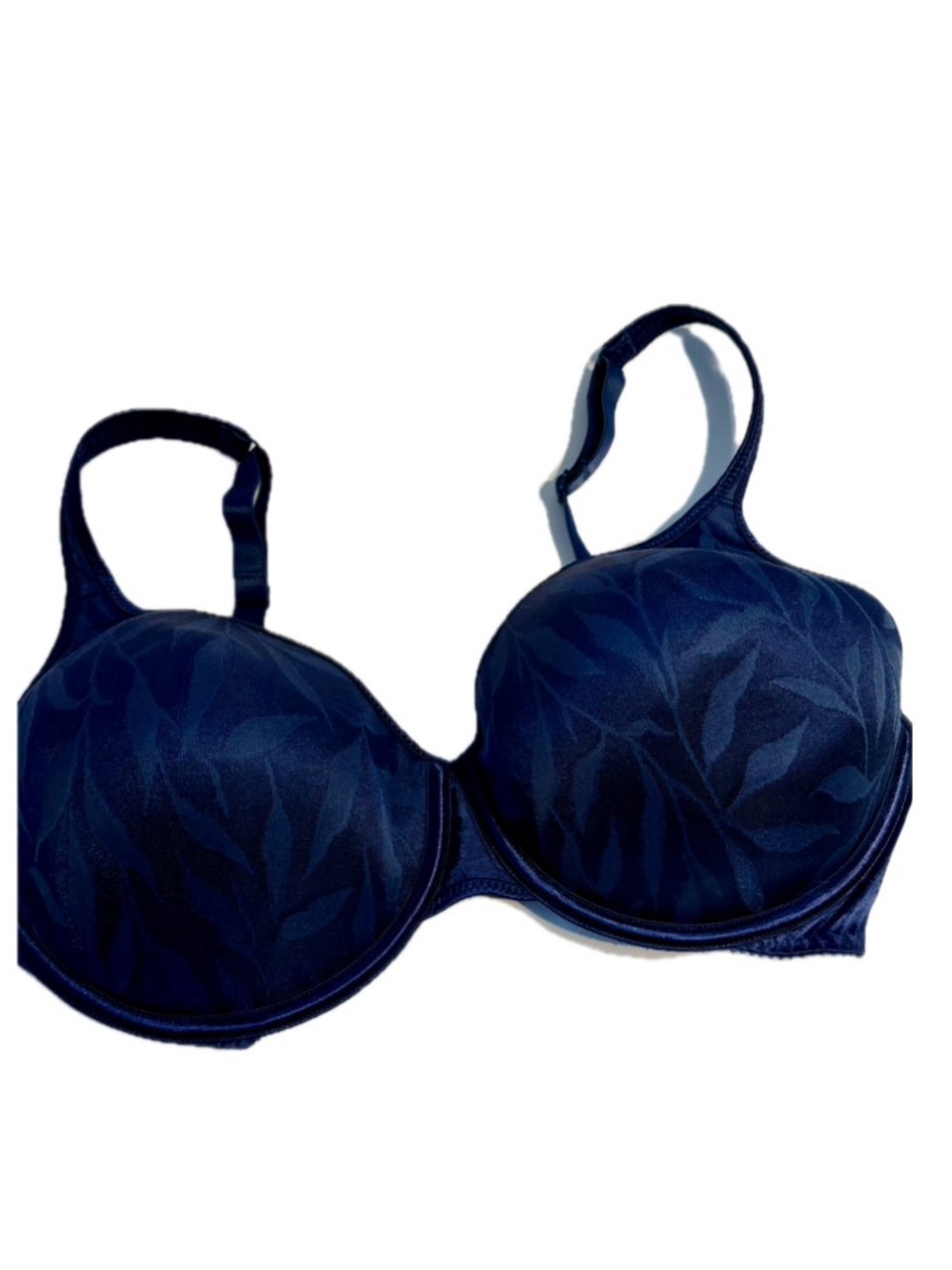 Vintage Vassarette Navy Blue Satin Shiny Lined Underwire Bra Sz 36D